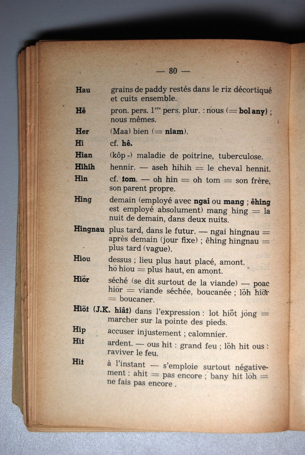 Dictionnaire Srê (Köho) - Français, Jacques Dournes / lettre H: lettre HI / Dournes, Jacques /  Viet Nam/ Viet Nam