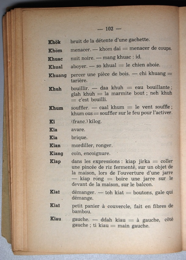 Dictionnaire Srê (Köho) - Français, Jacques Dournes / lettre K: lettre KI / Dournes, Jacques /  Viet Nam/ Viet Nam