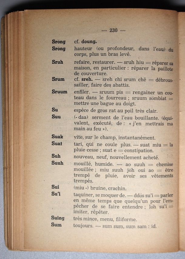 Dictionnaire Srê (Köho) - Français, Jacques Dournes / lettre S: lettre SU / Dournes, Jacques /  Viet Nam/ Viet Nam