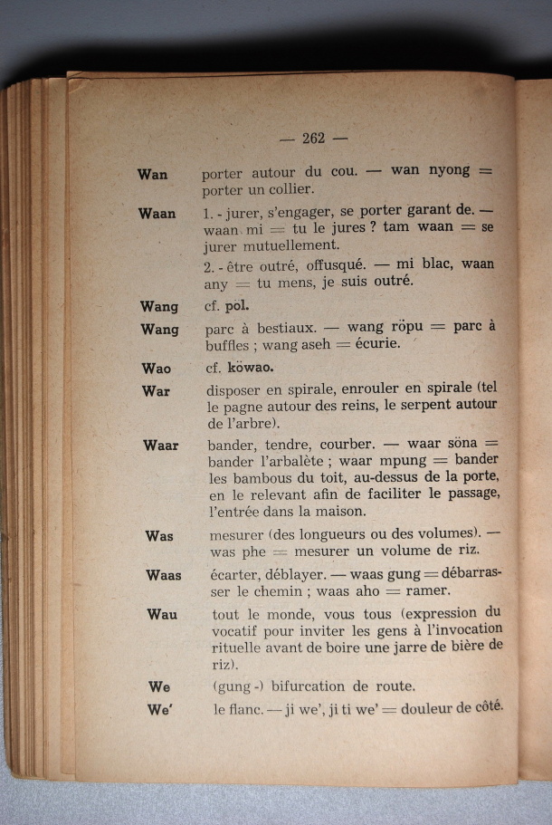 Dictionnaire Srê (Köho) - Français, Jacques Dournes / lettre W: lettre WE / Dournes, Jacques /  Viet Nam/ Viet Nam