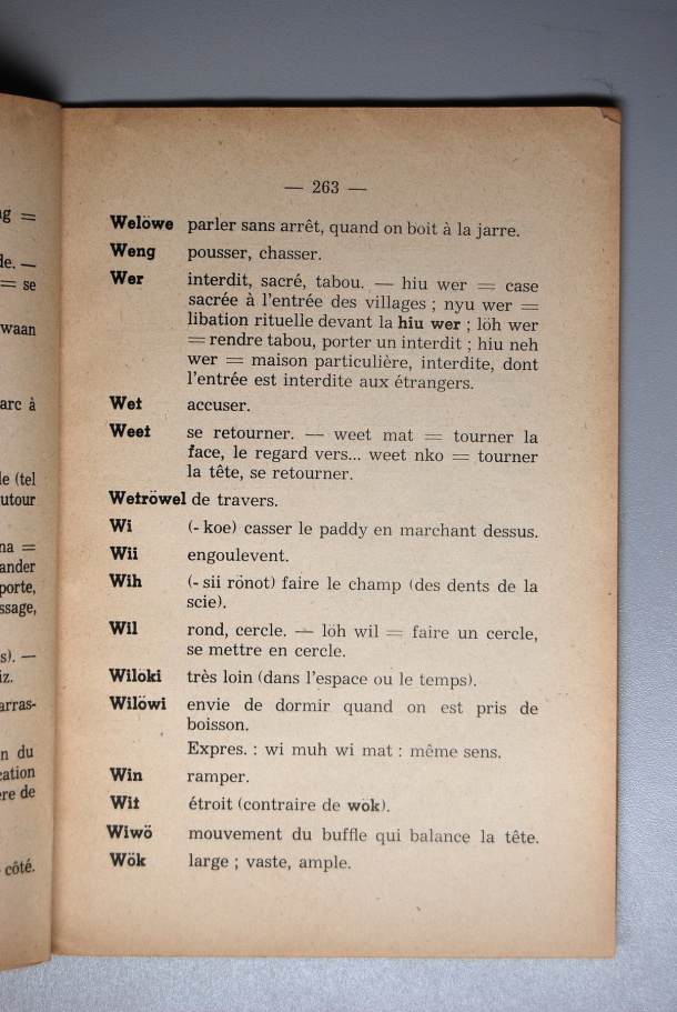 Dictionnaire Srê (Köho) - Français, Jacques Dournes / lettre W: lettre WO / Dournes, Jacques /  Viet Nam/ Viet Nam