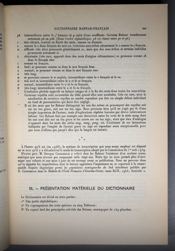Dictionnaire Bahnar-Français, Guilleminet (tome 1, A-K) / sous partie avant-propos : présentation matérielle du dictionnaire / Guilleminet, Paul /  Viet Nam/ Viet Nam