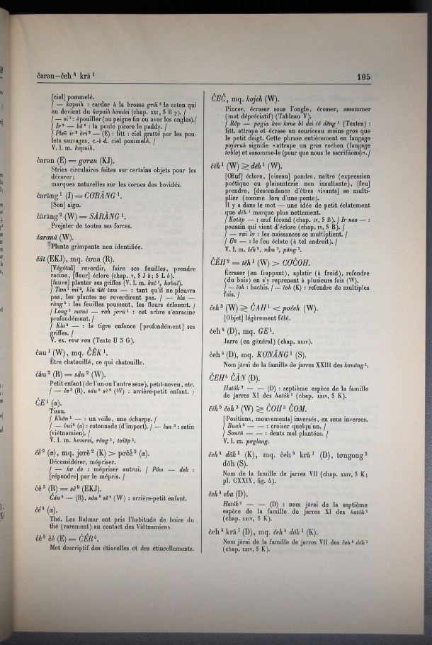 Dictionnaire Bahnar-Français, Guilleminet (tome 1, A-K) / sous partie lettre C: lettre CE / Guilleminet, Paul /  Viet Nam/ Viet Nam