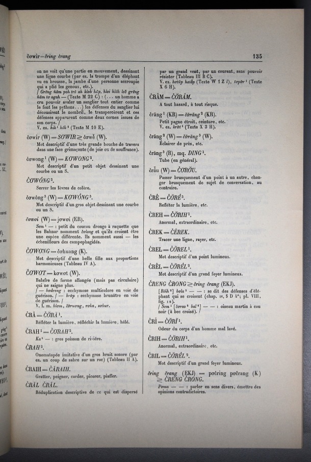 Dictionnaire Bahnar-Français, Guilleminet (tome 1, A-K) / sous partie lettre C: CR / Guilleminet, Paul /  Viet Nam/ Viet Nam