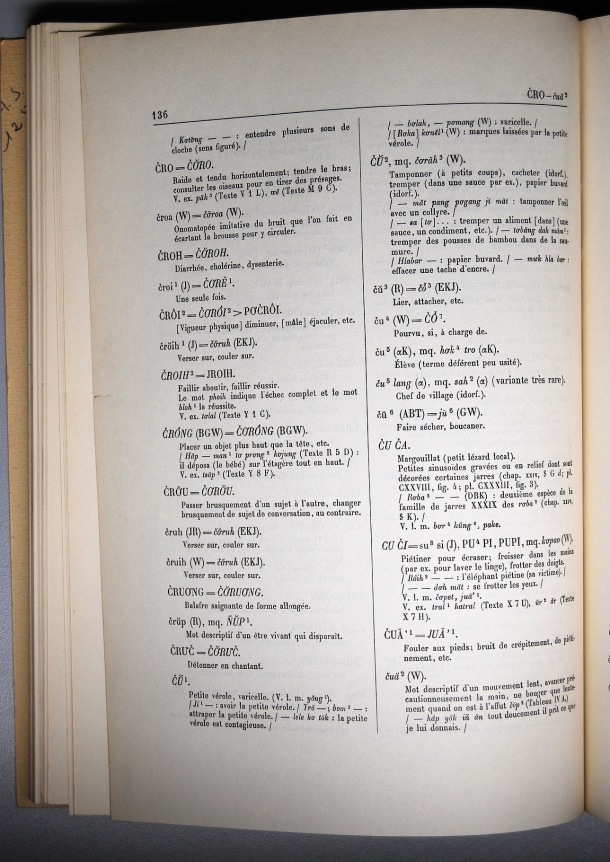 Dictionnaire Bahnar-Français, Guilleminet (tome 1, A-K) / sous partie lettre C: lettre CU / Guilleminet, Paul /  Viet Nam/ Viet Nam
