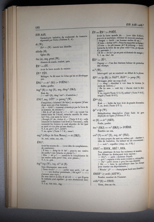 Dictionnaire Bahnar-Français, Guilleminet (tome 1, A-K) / sous partie lettre E: lettre ER / Guilleminet, Paul /  Viet Nam/ Viet Nam