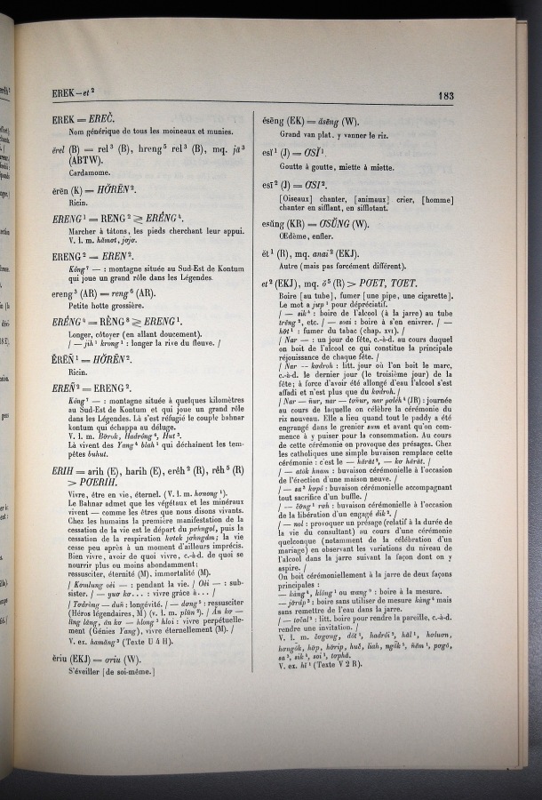 Dictionnaire Bahnar-Français, Guilleminet (tome 1, A-K) / sous partie lettre E: lettre ET / Guilleminet, Paul /  Viet Nam/ Viet Nam