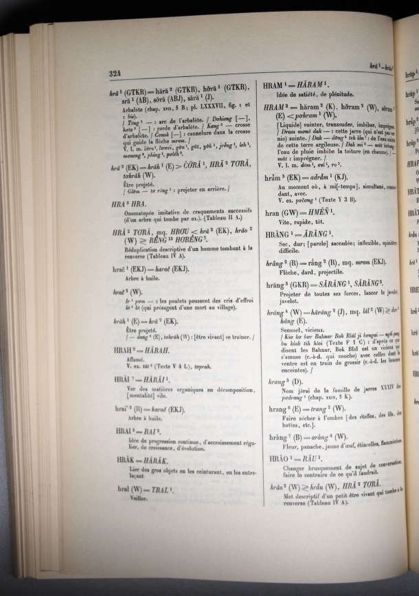 Dictionnaire Bahnar-Français, Guilleminet (tome 1, A-K) / sous partie lettre H: lettre HR / Guilleminet, Paul /  Viet Nam/ Viet Nam