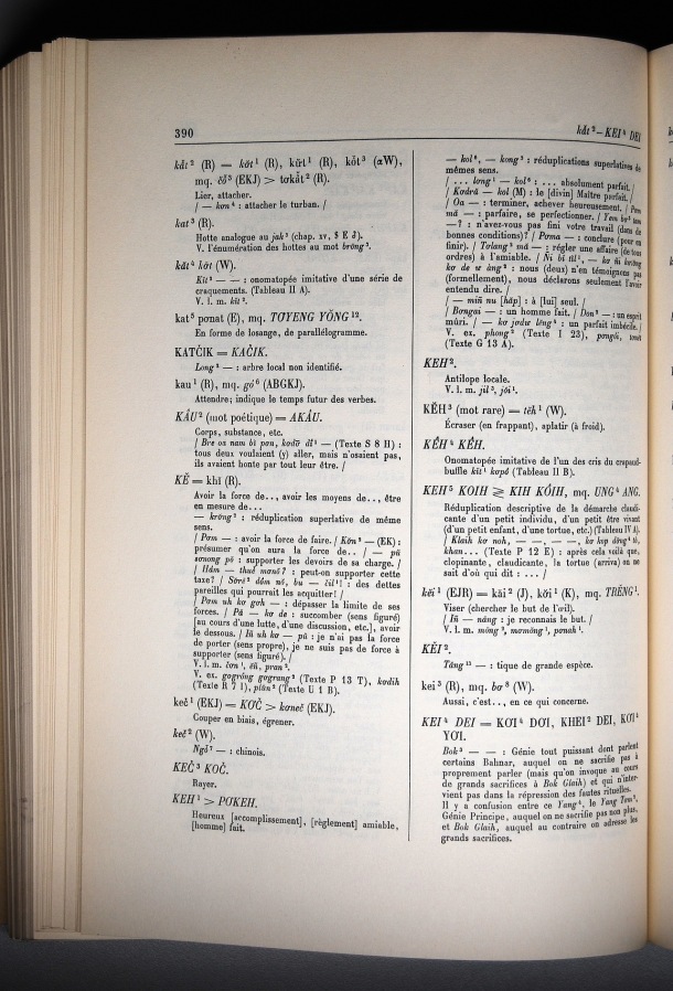 Dictionnaire Bahnar-Français, Guilleminet (tome 1, A-K) / sous partie lettre K: lettre KE / Guilleminet, Paul /  Viet Nam/ Viet Nam