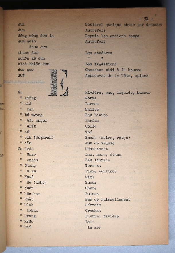 Dictionnaire Rhadé-Français par Benjamin Louison / lettre E / Louison, Benjamin /  Viet Nam/ Viet Nam