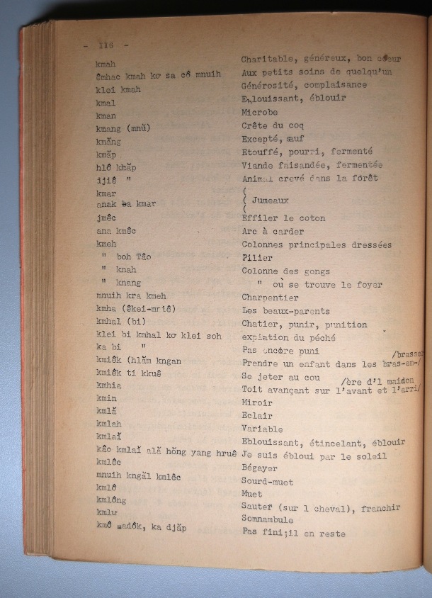 Dictionnaire Rhadé-Français par Benjamin Louison / lettre K: lettre KM / Louison, Benjamin /  Viet Nam/ Viet Nam