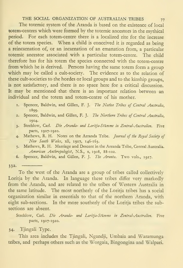 The Social Organization of Australian Tribes, by A.R. Radcliffe-Brown, 1931 / Tjingali Type / A.R. Radcliffe-Brown / Australia