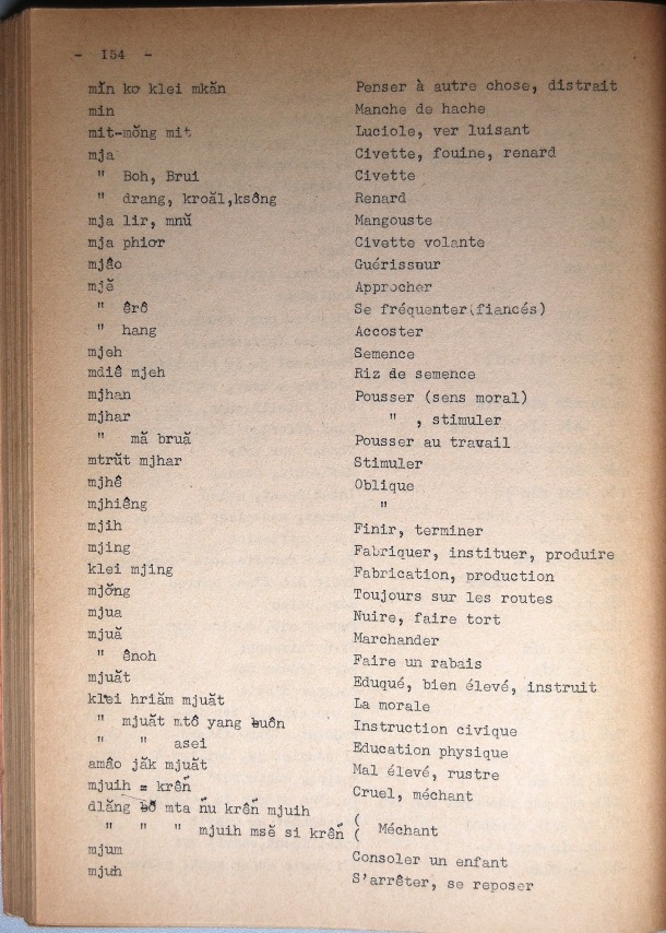 Dictionnaire Rhadé-Français par Benjamin Louison / lettre M: lettre MJ / Louison, Benjamin /  Viet Nam/ Viet Nam