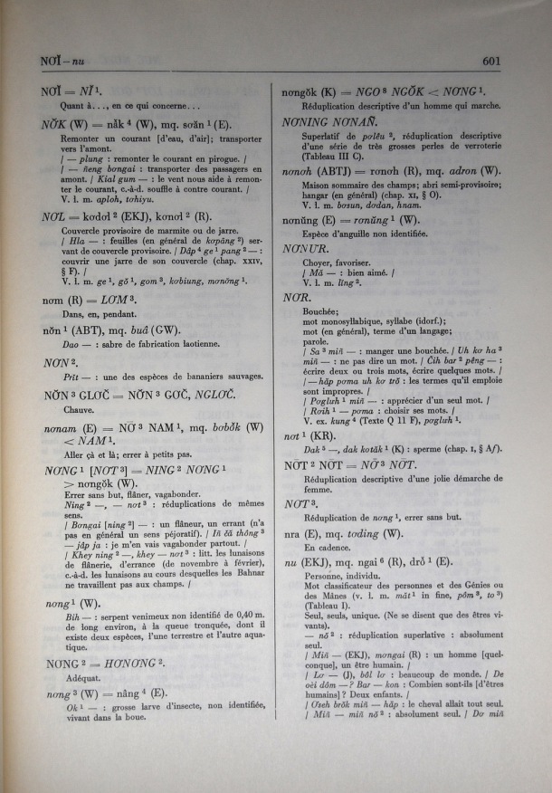 Dictionnaire Bahnar-Français, Guilleminet (tome 2, L-U) / lettre N: letre NU / Guilleminet, Paul /  Viet Nam/ Viet Nam