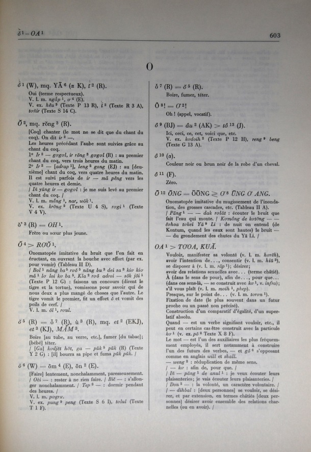 Dictionnaire Bahnar-Français, Guilleminet (tome 2, L-U) / lettre O / Guilleminet, Paul /  Viet Nam/ Viet Nam