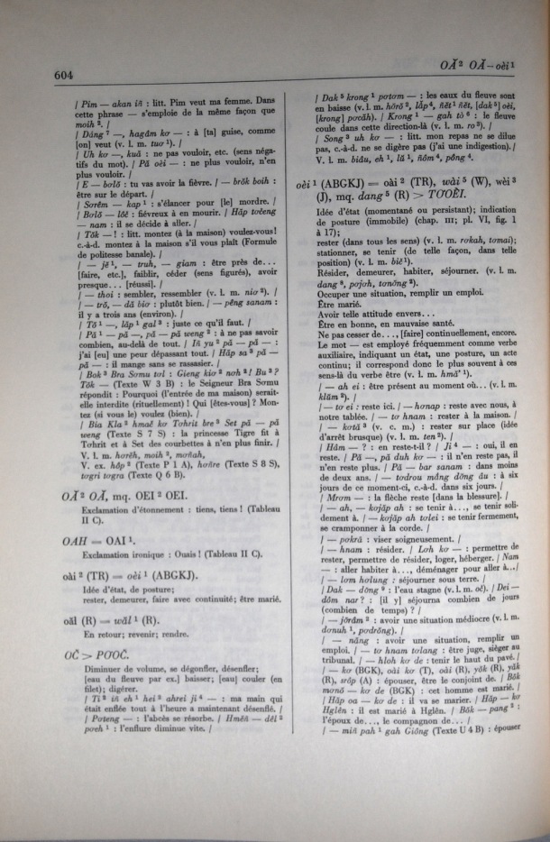 Dictionnaire Bahnar-Français, Guilleminet (tome 2, L-U) / lettre O: lettre OE / Guilleminet, Paul /  Viet Nam/ Viet Nam