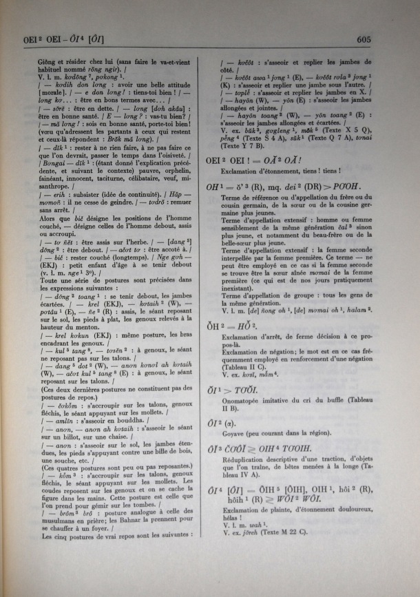 Dictionnaire Bahnar-Français, Guilleminet (tome 2, L-U) / lettre O: lettre OI / Guilleminet, Paul /  Viet Nam/ Viet Nam