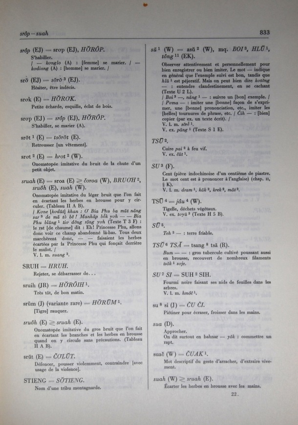 Dictionnaire Bahnar-Français, Guilleminet (tome 2, L-U) / lettre S: lettre SU / Guilleminet, Paul /  Viet Nam/ Viet Nam