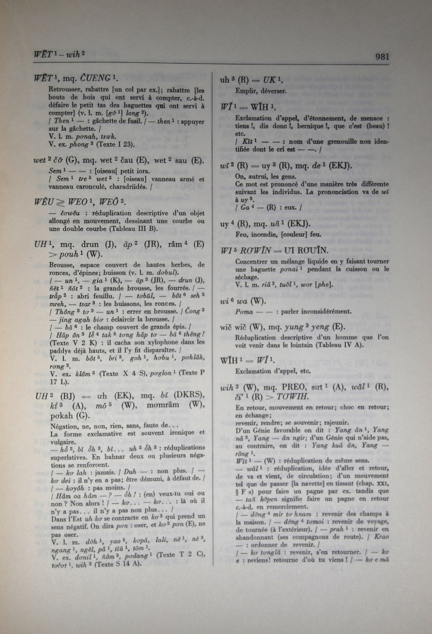 Dictionnaire Bahnar-Français, Guilleminet (tome 2, L-U) / lettre U, W: lettre WI / Guilleminet, Paul /  Viet Nam/ Viet Nam