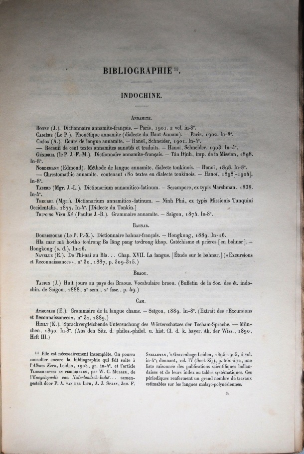 Dictionnaire Cam-Français, E. Aymonier et A. Cabaton / bibliographie indochine / Cabaton, Antoine; Aymonier, Etienne /  Viet Nam/ Viet Nam