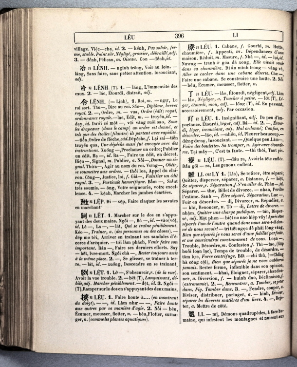 Dictionnaire Annamite-Français, par J.F.M. Génibrel / sous partie lettre LI / Génibrel, J.F.M. /  Viet Nam/ Viet Nam