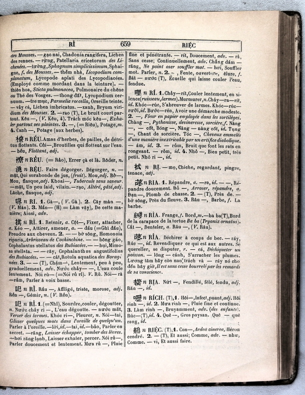 Dictionnaire Annamite-Français, par J.F.M. Génibrel / sous partie lettre RI / Génibrel, J.F.M. /  Viet Nam/ Viet Nam