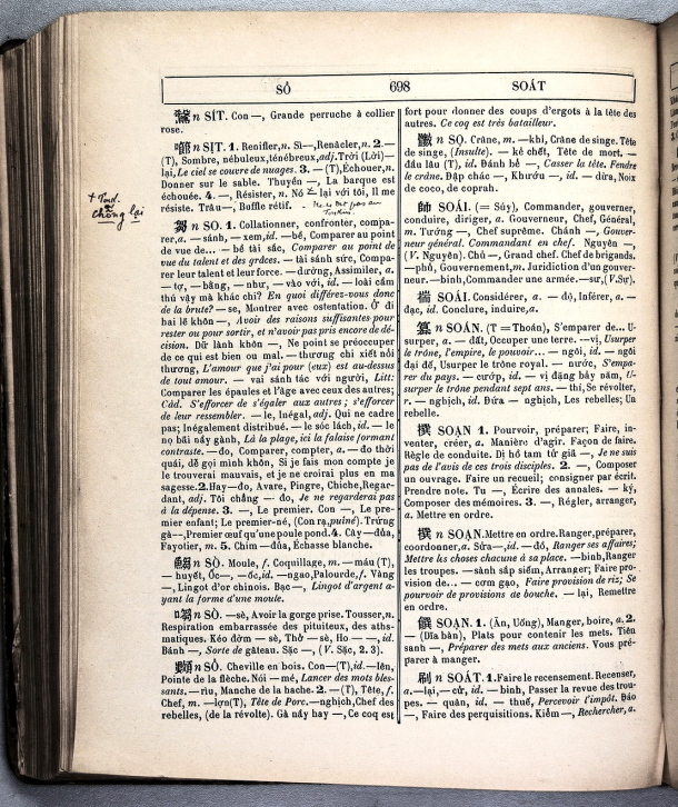 Dictionnaire Annamite-Français, par J.F.M. Génibrel / sous partie lettre SO / Génibrel, J.F.M. /  Viet Nam/ Viet Nam