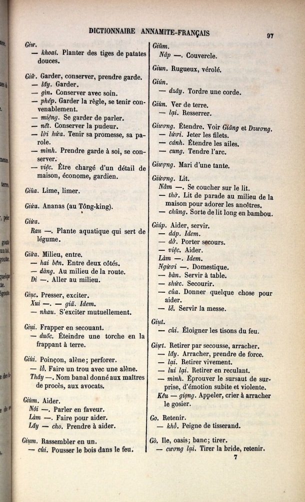 Dictionnaire Elémentaire Annamite-Français, Legrand de la Liraye / lettre G: lettre GO / Legrand de la Liraye /  Viet Nam/ Viet Nam
