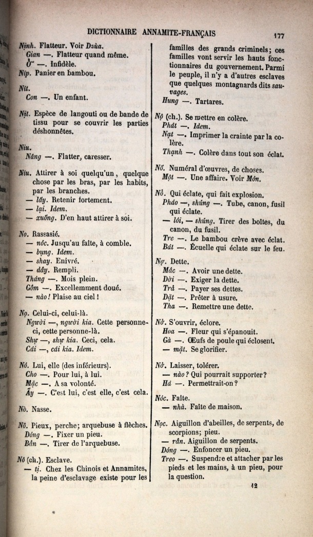 Dictionnaire Elémentaire Annamite-Français, Legrand de la Liraye / lettre N: lettre NO / Legrand de la Liraye /  Viet Nam/ Viet Nam