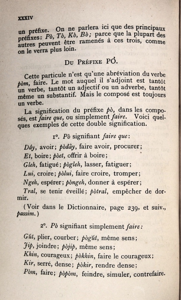 Dictionnaire Bahnar-Français, P.X. Dourisboure / notions de grammaire. Partie II: 2.1 du préfixe Po / Dourisboure, P.X. /  Viet Nam/ Viet Nam
