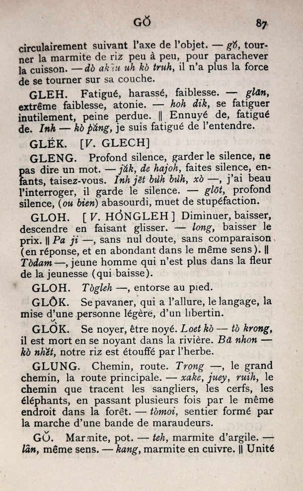 Dictionnaire Bahnar-Français, P.X. Dourisboure / lettre G: lettre GO / Dourisboure, P.X. /  Viet Nam/ Viet Nam