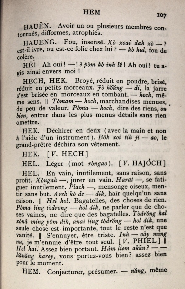 Dictionnaire Bahnar-Français, P.X. Dourisboure / lettre H: lettre HE / Dourisboure, P.X. /  Viet Nam/ Viet Nam