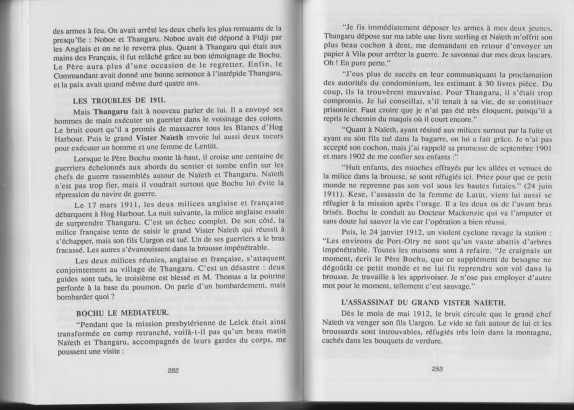Apôtres des Nouvelles Hébrides / Les troubles de 1911 / Bochu le médiateur / L'assassinat du grand Vister Naieth / Paul Monnier /  Vanuatu/ Vanuatu