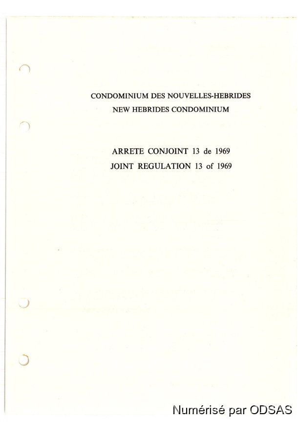 Règlementation Conjointe des Nouvelles-Hébrides, Tome 3 / Règlementation Conjointe des Nouvelles-Hébrides, Tome 3 /  /  Vanuatu/ Vanuatu