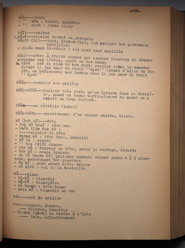 Dictionnaire rhadé-français par Davias-Baudrit / lettre K: lettre KO / Davias-Baudrit M.E.P, Jean-René /  Viet Nam/ Viet Nam