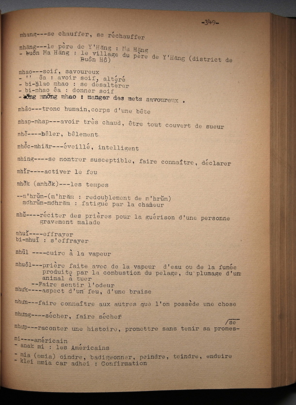 Dictionnaire rhadé-français par Davias-Baudrit / lettre M: lettre MI / Davias-Baudrit M.E.P, Jean-René /  Viet Nam/ Viet Nam