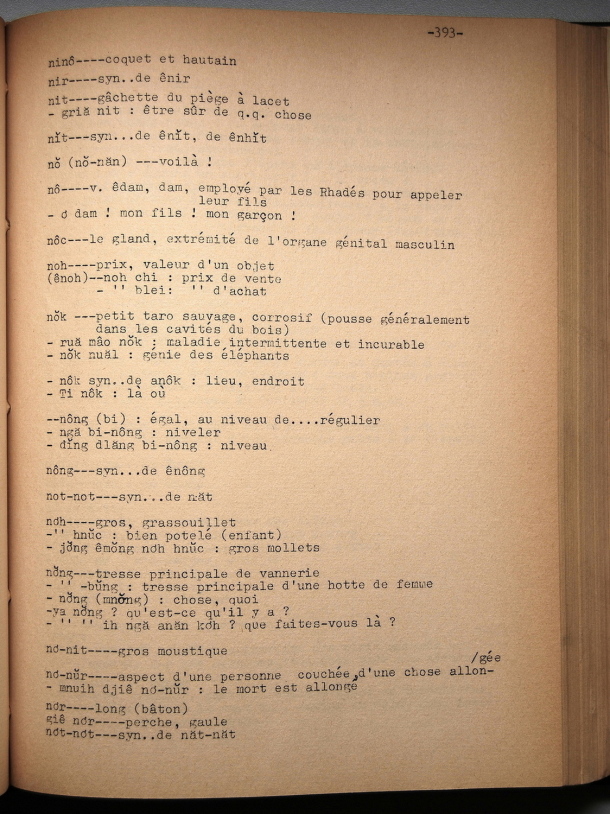 Dictionnaire rhadé-français par Davias-Baudrit / lettre N: lettre NO / Davias-Baudrit M.E.P, Jean-René /  Viet Nam/ Viet Nam