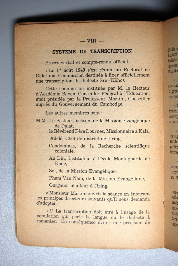 Dictionnaire Srê (Köho) - Français, Jacques Dournes / introduction : système de transcription / Dournes, Jacques /  Viet Nam/ Viet Nam
