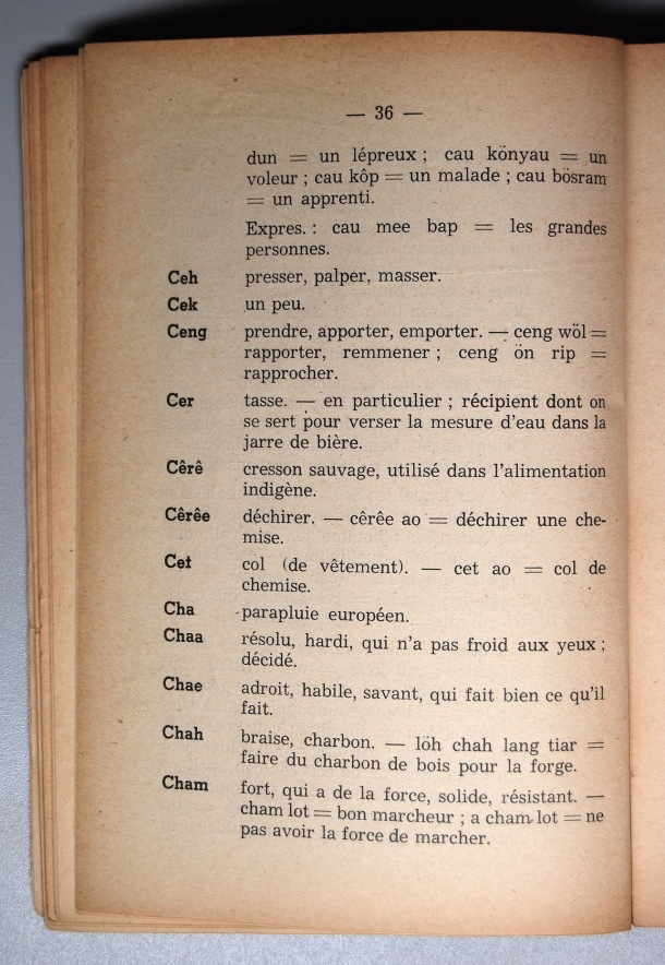 Dictionnaire Srê (Köho) - Français, Jacques Dournes / lettre C: lettre CH / Dournes, Jacques /  Viet Nam/ Viet Nam