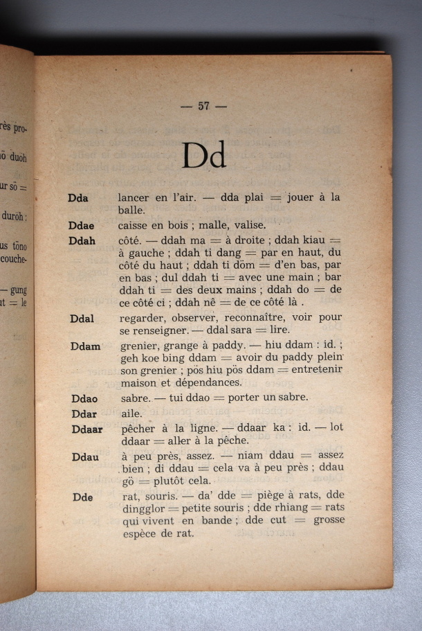 Dictionnaire Srê (Köho) - Français, Jacques Dournes / lettre Dd / Dournes, Jacques /  Viet Nam/ Viet Nam