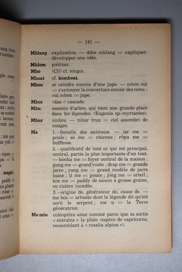 Dictionnaire Srê (Köho) - Français, Jacques Dournes / lettre M: lettre ME / Dournes, Jacques /  Viet Nam/ Viet Nam