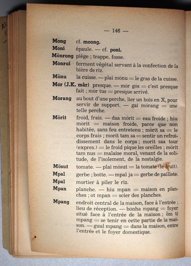 Dictionnaire Srê (Köho) - Français, Jacques Dournes / lettre M: lettre MP / Dournes, Jacques /  Viet Nam/ Viet Nam