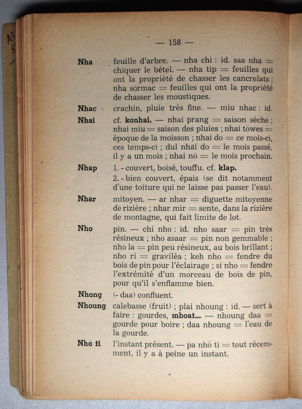 Dictionnaire Srê (Köho) - Français, Jacques Dournes / lettre N: lettre NH / Dournes, Jacques /  Viet Nam/ Viet Nam