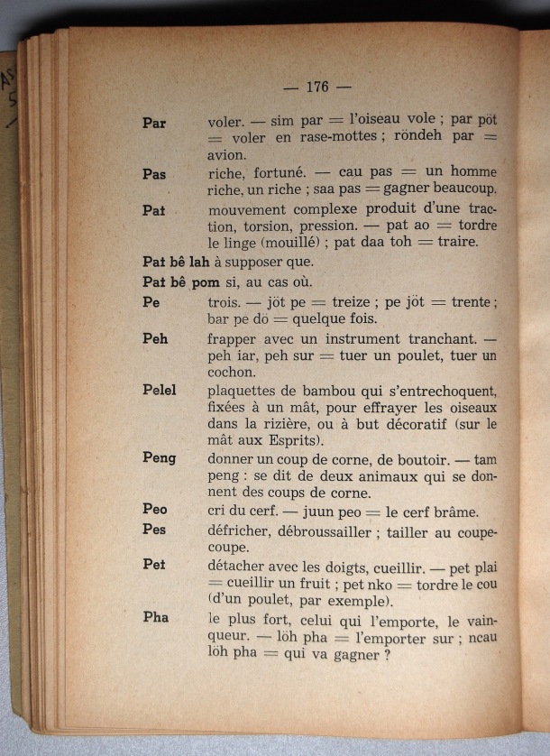 Dictionnaire Srê (Köho) - Français, Jacques Dournes / lettre P: lettre PH / Dournes, Jacques /  Viet Nam/ Viet Nam