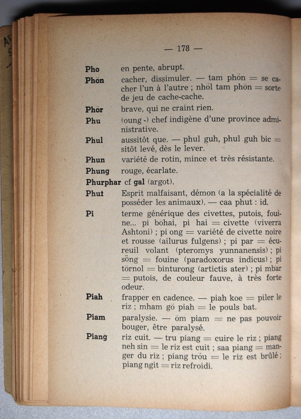 Dictionnaire Srê (Köho) - Français, Jacques Dournes / lettre P: lettre PI / Dournes, Jacques /  Viet Nam/ Viet Nam