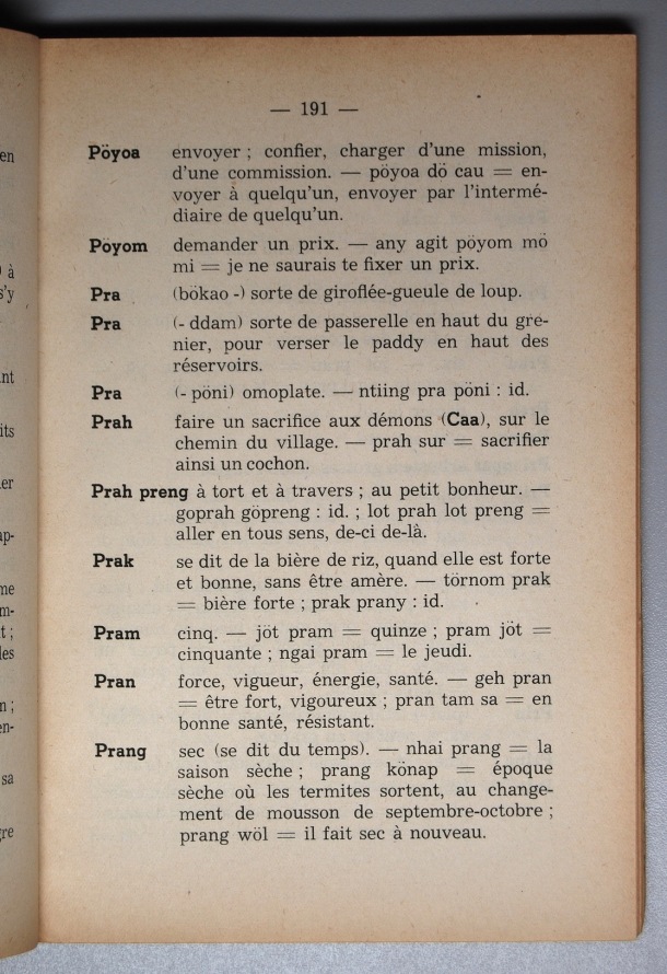 Dictionnaire Srê (Köho) - Français, Jacques Dournes / lettre P: lettre PR / Dournes, Jacques /  Viet Nam/ Viet Nam