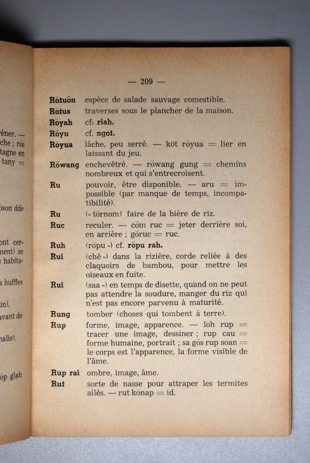 Dictionnaire Srê (Köho) - Français, Jacques Dournes / lettre R: lettre RU / Dournes, Jacques /  Viet Nam/ Viet Nam