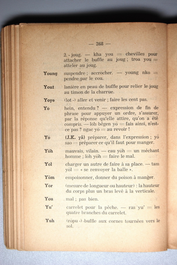 Dictionnaire Srê (Köho) - Français, Jacques Dournes / lettre Y: lettre YU / Dournes, Jacques /  Viet Nam/ Viet Nam