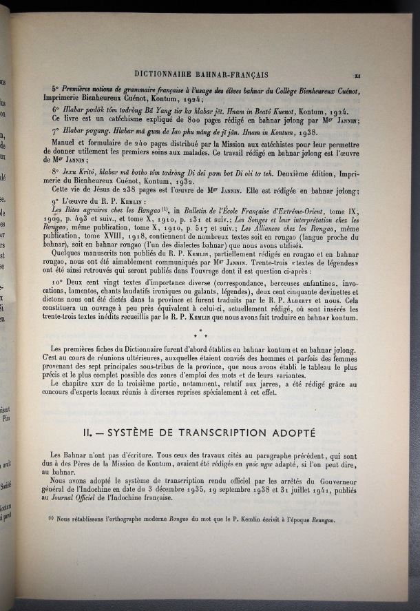 Dictionnaire Bahnar-Français, Guilleminet (tome 1, A-K) / système de transcription adopté / Guilleminet, Paul /  Viet Nam/ Viet Nam