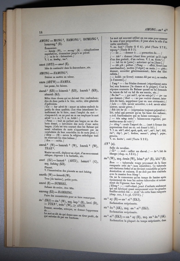 Dictionnaire Bahnar-Français, Guilleminet (tome 1, A-K) / sous partie lettre A: lettre AN / Guilleminet, Paul /  Viet Nam/ Viet Nam